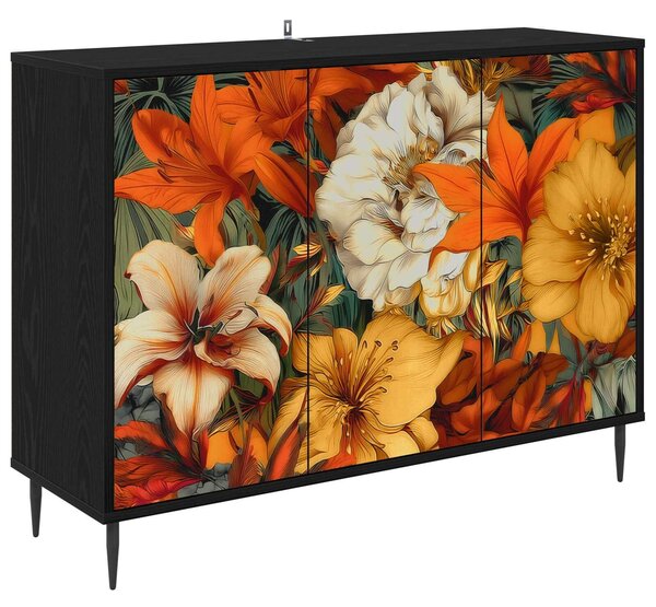 VidaXL Széf GENNEP Fekete Tölgy 102 x 33 x 76 cm Szerelt Fa