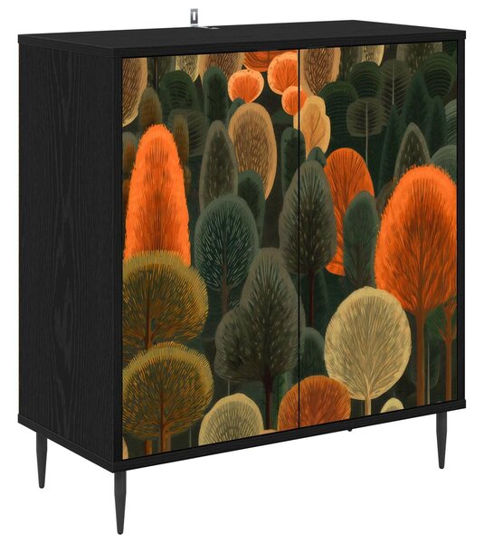 VidaXL Széf ZAANDAM Fekete Tölgy 69 x 33 x 76 cm Szerelt Fa