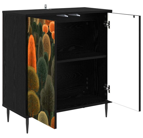 VidaXL Széf ZAANDAM Fekete Tölgy 69 x 33 x 76 cm Szerelt Fa