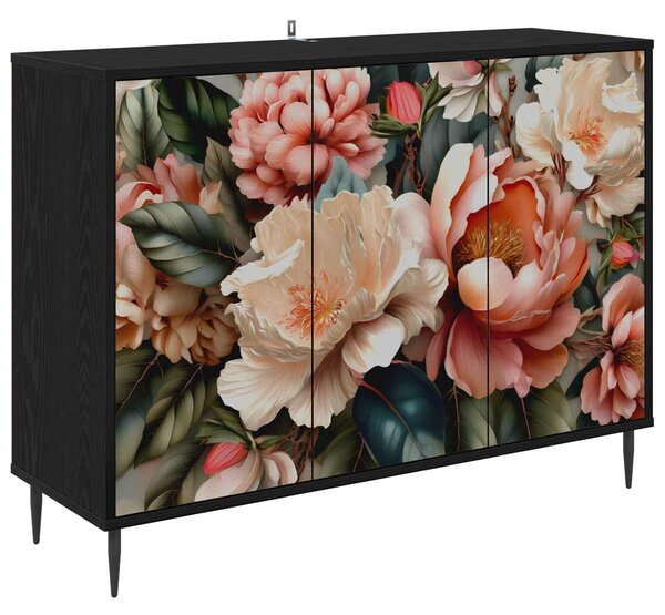 VidaXL Széf BORNE Fekete Tölgy 102 x 33 x 76 cm Szerelt Fa