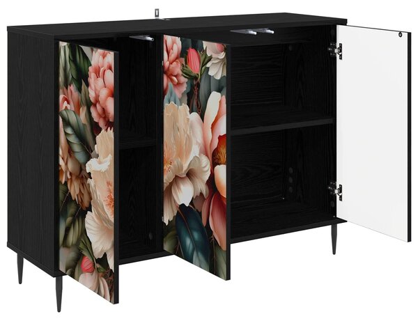 VidaXL Széf BORNE Fekete Tölgy 102 x 33 x 76 cm Szerelt Fa