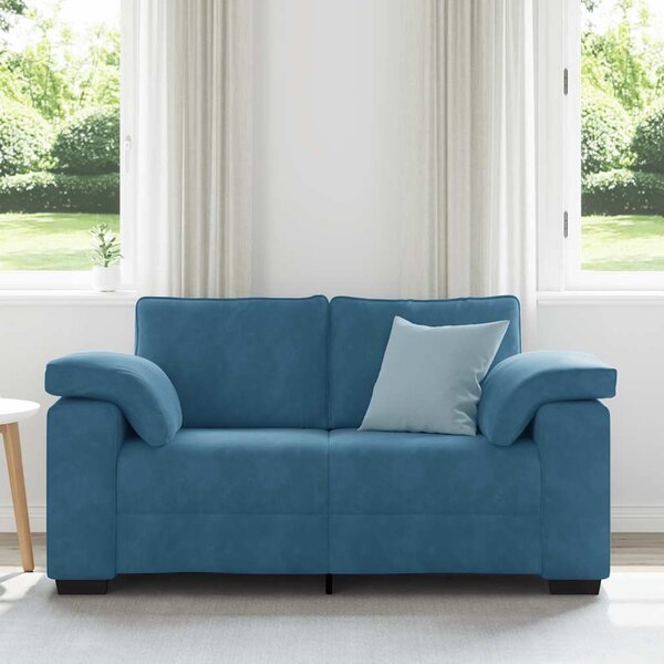 Kék bársony loveseat kanapé 160x77x82 cm