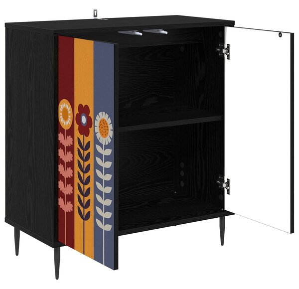 VidaXL Széf ESSEN Fekete Tölgy 69 x 33 x 76 cm Szerelt Fa