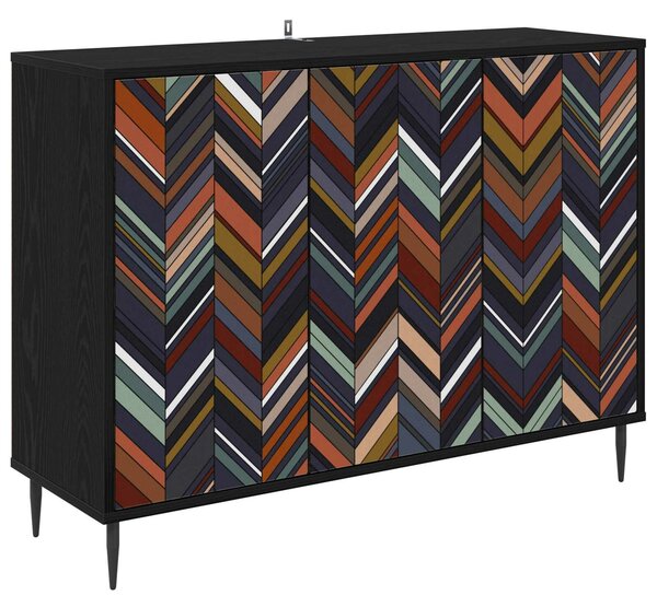 VidaXL Széf OMMEN Fekete Tölgy 102 x 33 x 76 cm Szerelt Fa