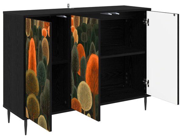 VidaXL Széf ZAANDAM Fekete Tölgy 102 x 33 x 76 cm Szerelt Fa