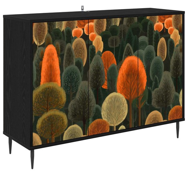 VidaXL Széf ZAANDAM Fekete Tölgy 102 x 33 x 76 cm Szerelt Fa