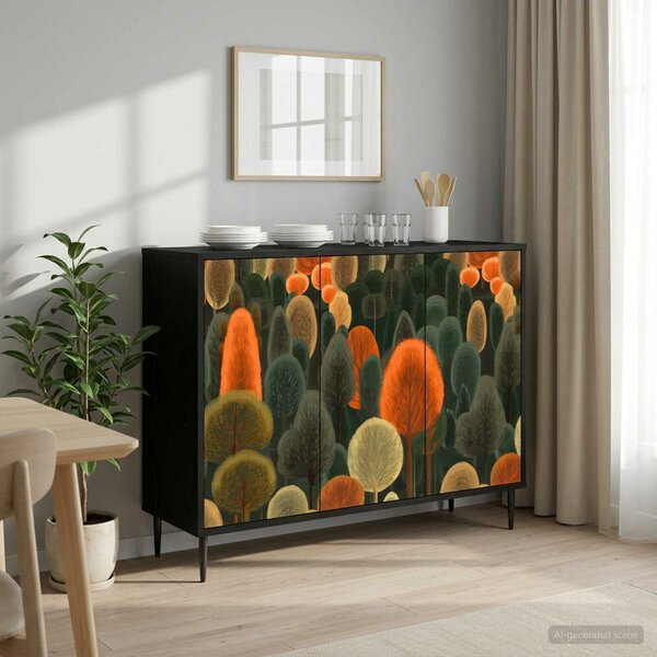 VidaXL Széf ZAANDAM Fekete Tölgy 102 x 33 x 76 cm Szerelt Fa