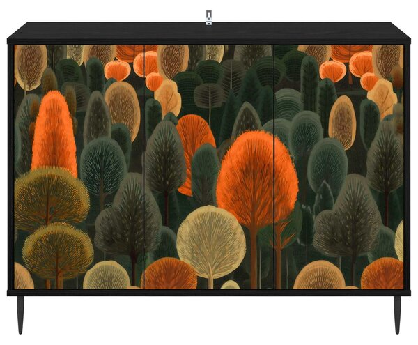VidaXL Széf ZAANDAM Fekete Tölgy 102 x 33 x 76 cm Szerelt Fa