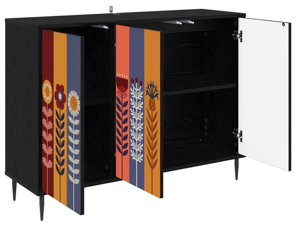 VidaXL Széf ESSEN Fekete Tölgy 102 x 33 x 76 cm Szerelt Fa