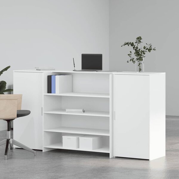 Fehér, rétegelt fa recepciós asztal 200 x 50 x 103,5 cm