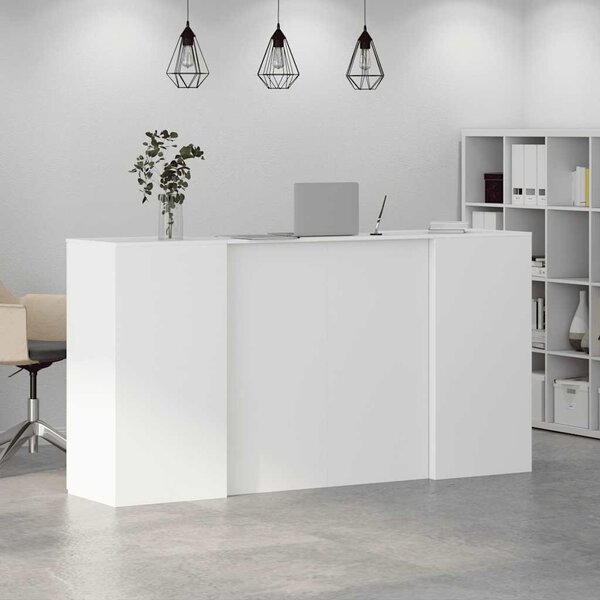 Fehér, rétegelt fa recepciós asztal 200 x 50 x 103,5 cm