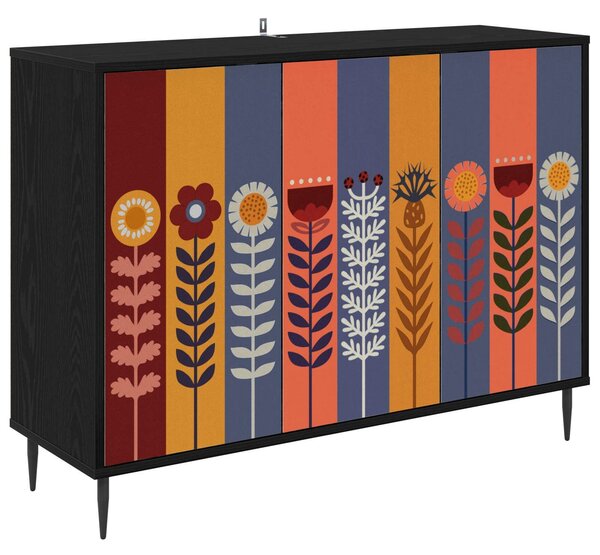 VidaXL Széf ESSEN Fekete Tölgy 102 x 33 x 76 cm Szerelt Fa