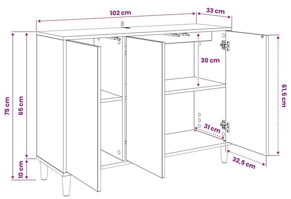VidaXL Széf RHENEN Sonoma 102 x 33 x 75 cm Szerelt Fa