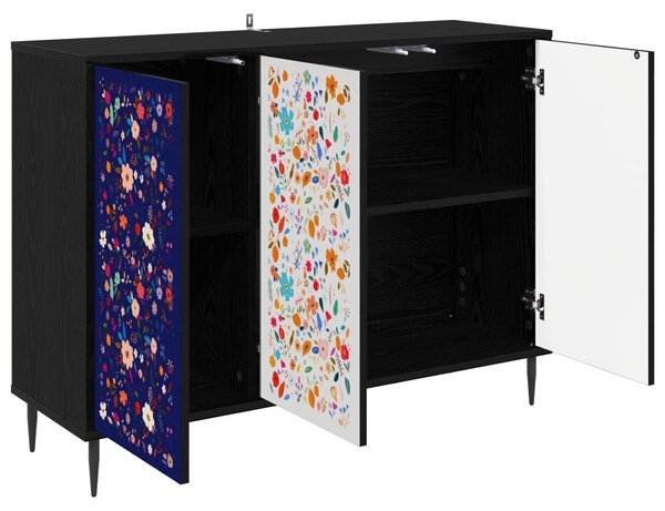 VidaXL Széf MAINZ Fekete Tölgy 102 x 33 x 76 cm Szerelt Fa