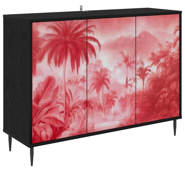 VidaXL Széf AACHEN Fekete Tölgy 102 x 33 x 76 cm Szerelt Fa