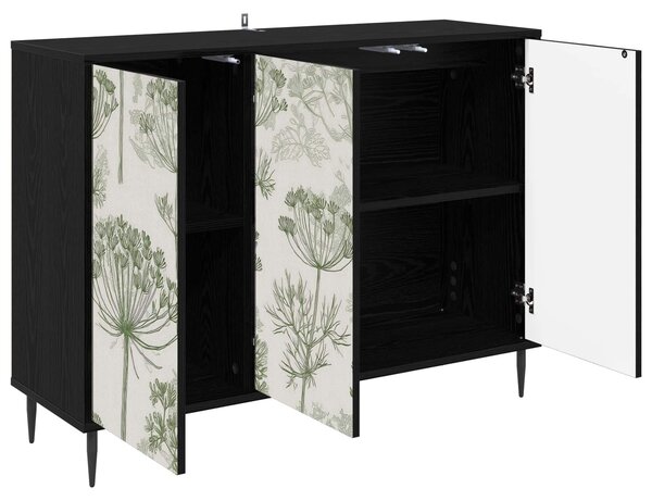 VidaXL Széf GOTHA Fekete Tölgy 102 x 33 x 76 cm Szerelt Fa