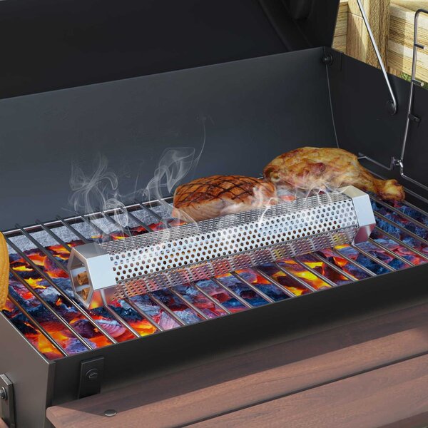 VidaXL Kültéri grill Ø 40 x 80 cm Acél Fekete