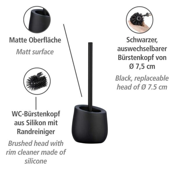 Matt fekete kerámia WC-kefe Badi – Wenko