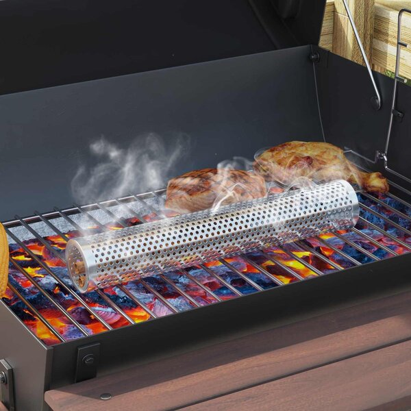VidaXL Kültéri grill 104 x 58 x 114 cm Acél Fekete
