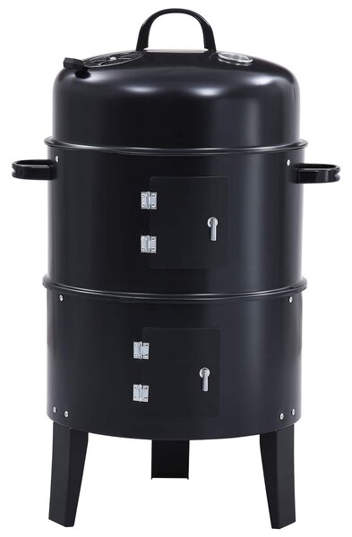 VidaXL Kültéri grill Ø 40 x 80 cm Acél Fekete
