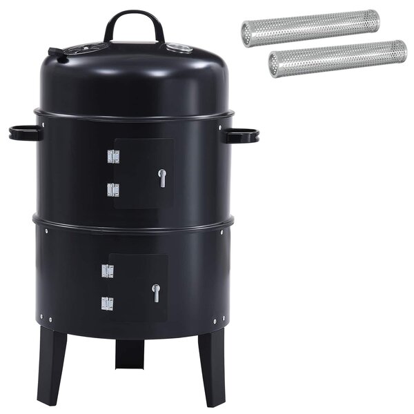 VidaXL Kültéri grill Ø 40 x 80 cm Acél Fekete