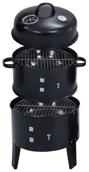 VidaXL Kültéri grill Ø 40 x 80 cm Acél Fekete