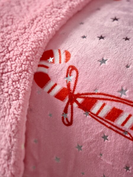 Sinsay - Karácsonyi pléd cukorpálca mintával - pasztellpink