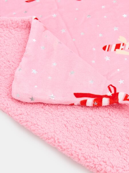 Sinsay - Karácsonyi pléd cukorpálca mintával - pasztellpink