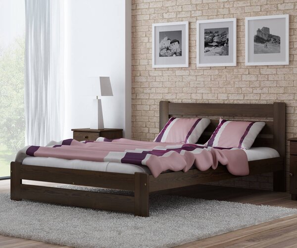 AMI bútorok Fenyőfa ágy Kati 120x200 cm, dió színben