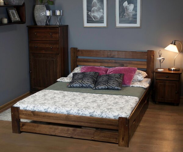 AMI bútorok Fenyőfa ágy Kati 160x200 cm, dió színben