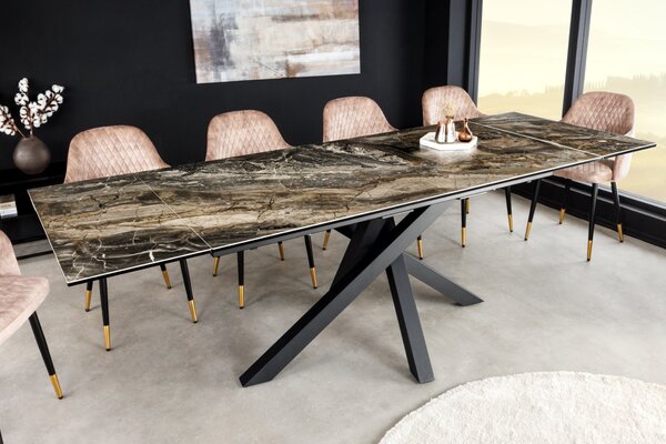 MARVELOUS exkluzív bővíthető étkezőasztal - sötét márvány - 180-220-260cm