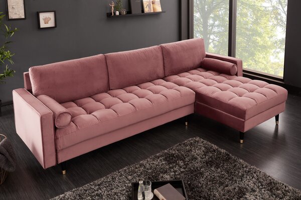 COZY VELVET design bársony kanapé - rózsaszín