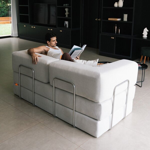 Bézs buklé kinyitható kanapé 180 cm Bloom – TemaHome