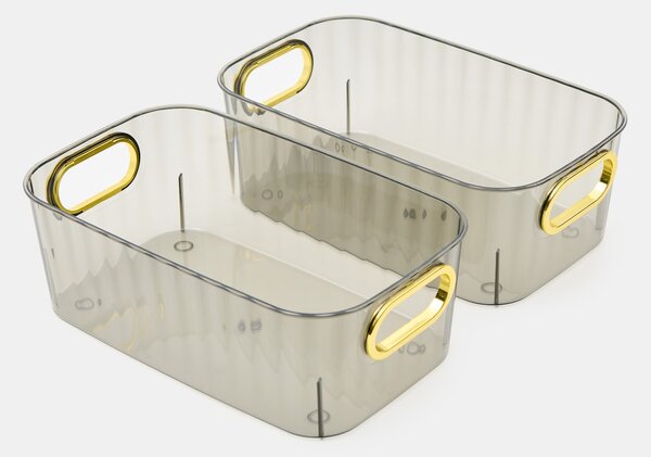 Sinsay - Félig átlátszó tárolóedények aranyszínű fogantyúkkal 2 pack - sötétszürke