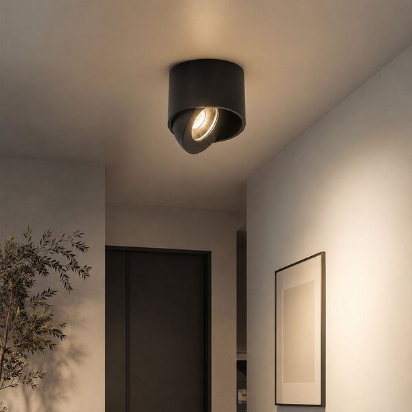 V-TAC CREE COB 12W mennyezeti LED mélysugárzó, állítható szöggel, fekete házzal, CCT - SKU 24475