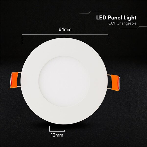 V-TAC CREE SMD süllyeszthető mennyezeti alumínium kerek LED panel 3W, CCT - SKU 2162946