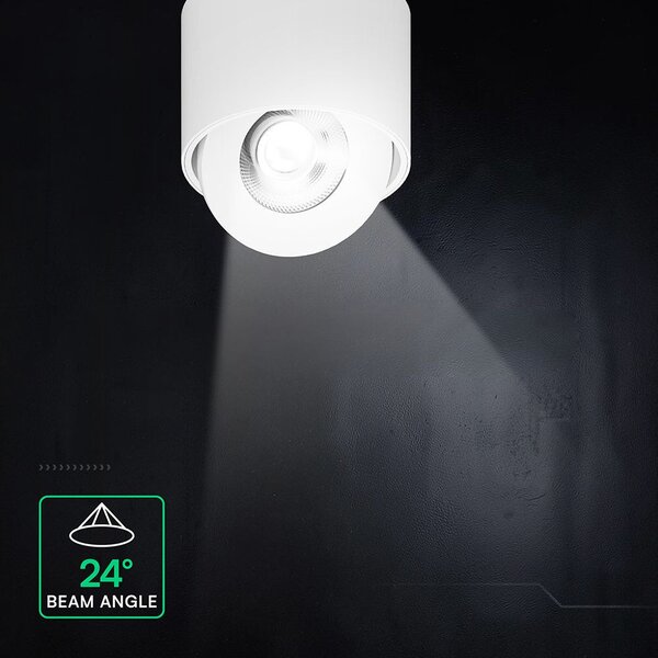 V-TAC CREE COB 18W mennyezeti LED mélysugárzó, állítható szöggel, fehér házzal, CCT - SKU 24476
