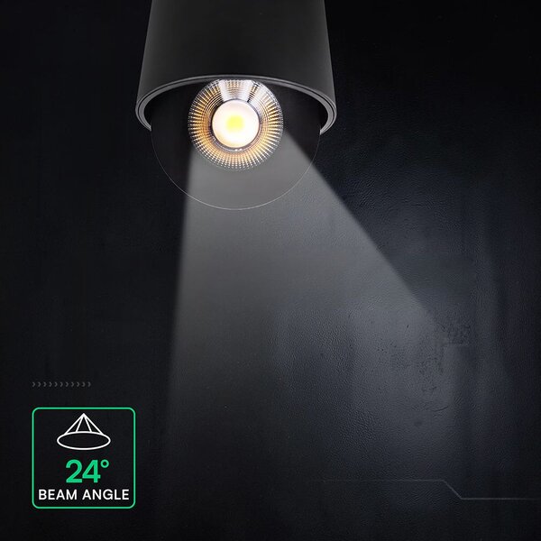 V-TAC CREE COB 12W mennyezeti LED mélysugárzó, állítható szöggel, fekete házzal, CCT - SKU 24475