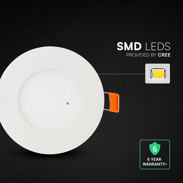 V-TAC CREE SMD süllyeszthető mennyezeti alumínium kerek LED panel 3W, CCT - SKU 2162946
