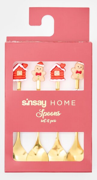 Sinsay - Karácsonyi kanálkészlet mézeskalácsokkal és házikókkal 4 pack - arany