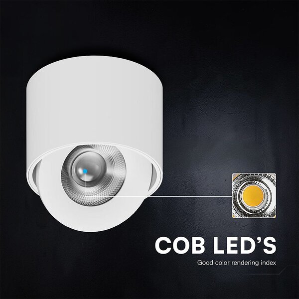 V-TAC CREE COB 18W mennyezeti LED mélysugárzó, állítható szöggel, fehér házzal, CCT - SKU 24476