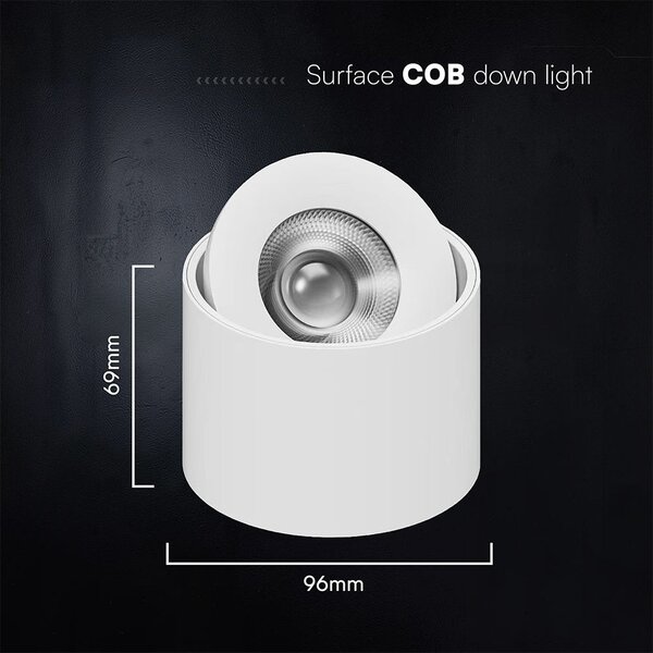 V-TAC CREE COB 18W mennyezeti LED mélysugárzó, állítható szöggel, fehér házzal, CCT - SKU 24476