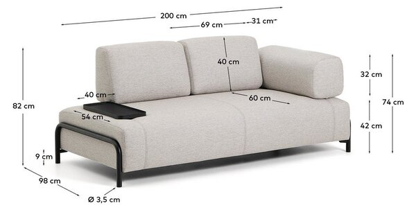 Szürkésbézs moduláris kanapé 200 cm Compo – Kave Home