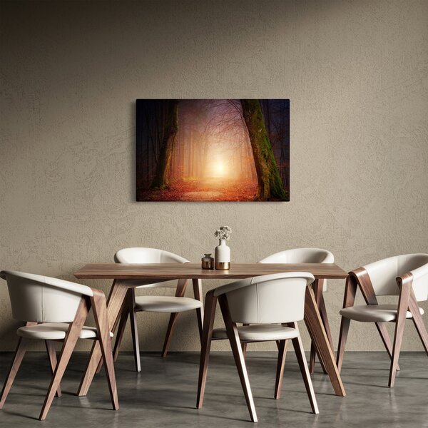 Őszi erdő képe a ködben (90x60 cm)