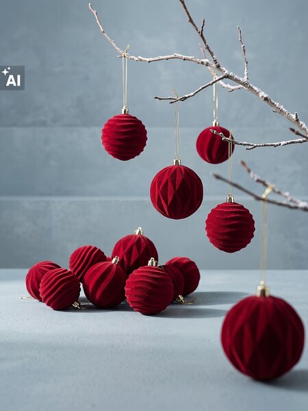 Sinsay - Velúr díszgömbök 25 pack - piros