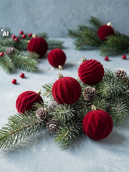 Sinsay - Velúr díszgömbök 25 pack - piros