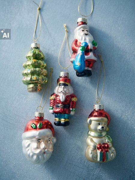 Sinsay - Üvegból készült karácsonyi fenyő díszek 5 pack - többszínű