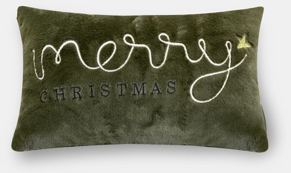Sinsay - Dekoratív karácsonyi párna hímzett felirattal Merry Christmas - zöld