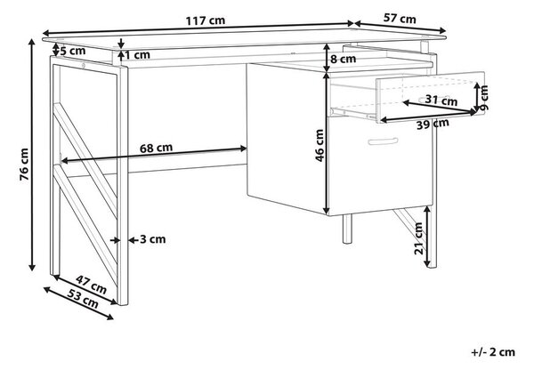 Íróasztal MORITON Fekete 117 cm 57 cm Ágyneműtartóval
