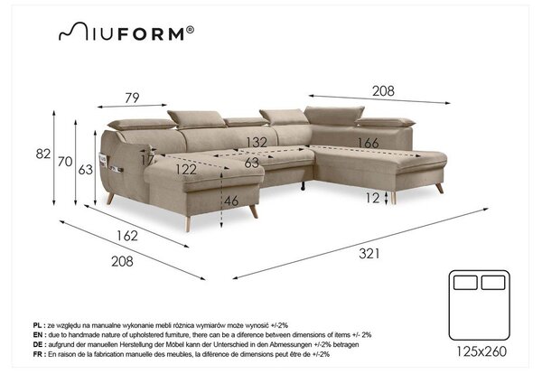 Világosszürke kinyitható sarokkanapé (jobb oldali) Sweet Harmony – Miuform